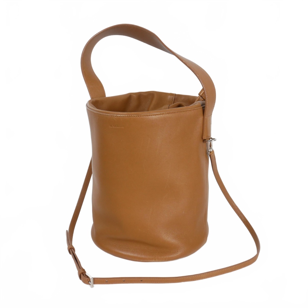 ジルサンダー JIL SANDER 巾着 バケツバッグ ショルダーバッグ 2WAY 茶 