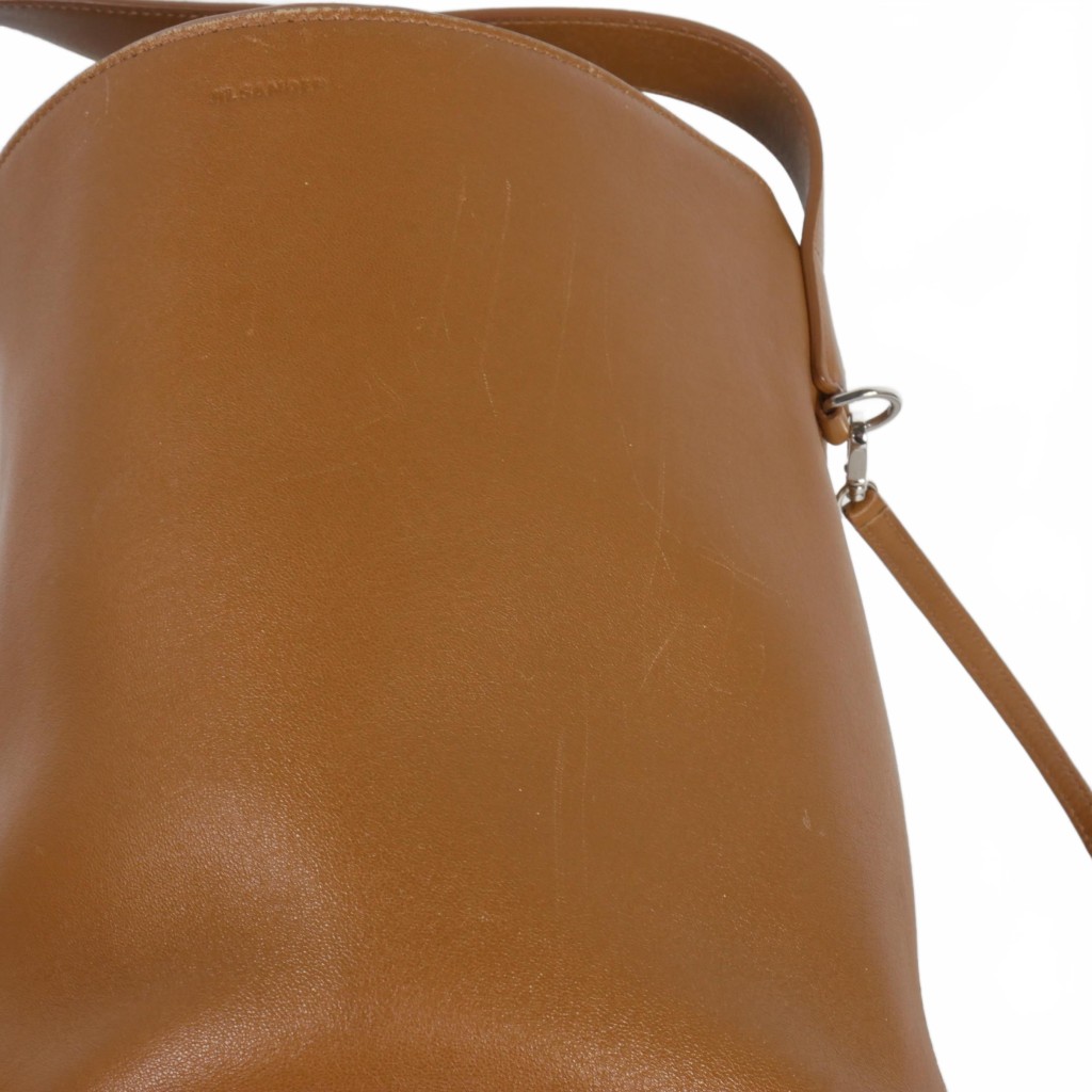 ジルサンダー JIL SANDER 巾着 バケツバッグ ショルダーバッグ 2WAY 茶 
