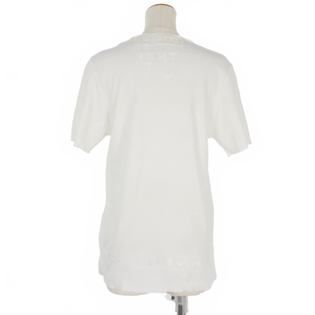 メゾンマルジェラ Maison Margiela エイズ プリント Tシャツ カットソー 半袖 カットオフ Vネック S 白 ホワイト S31GC0464 レディース メゾンマルジェラ Maison Margiela エイズ プリント Tシャツ