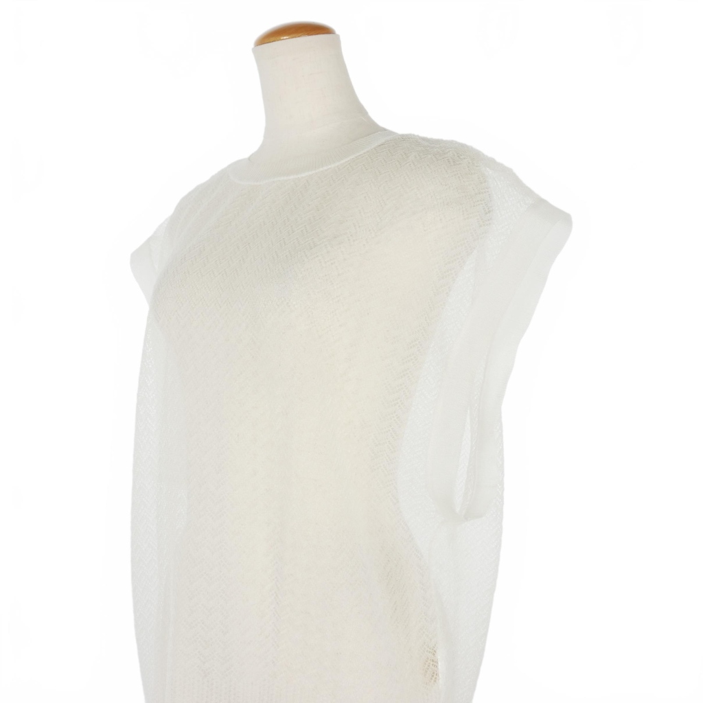 FUMIE-TANAKA ノースリーブトップス 1ホワイト FUMIE＝TANAKA スタンド