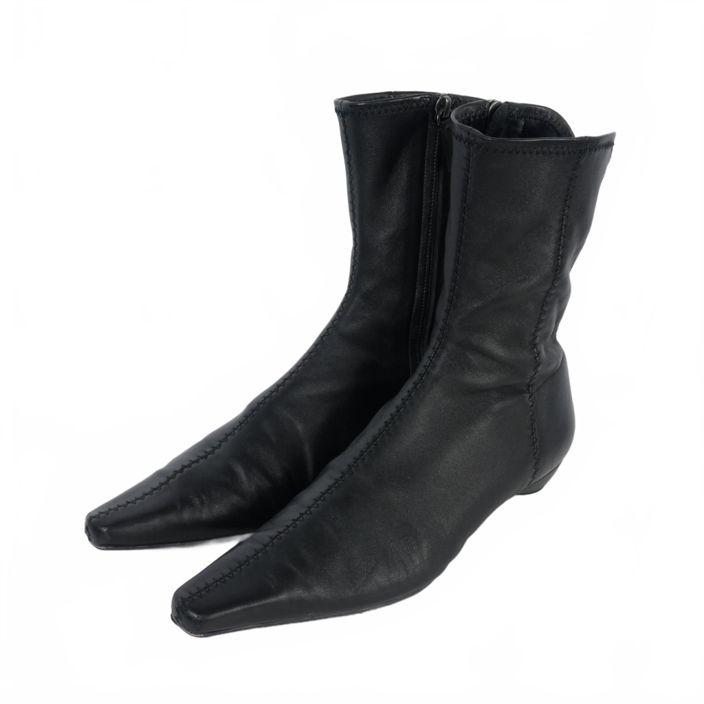 マメクロゴウチ Mame Kurogouchi Smooth Leather Zip Style Boots