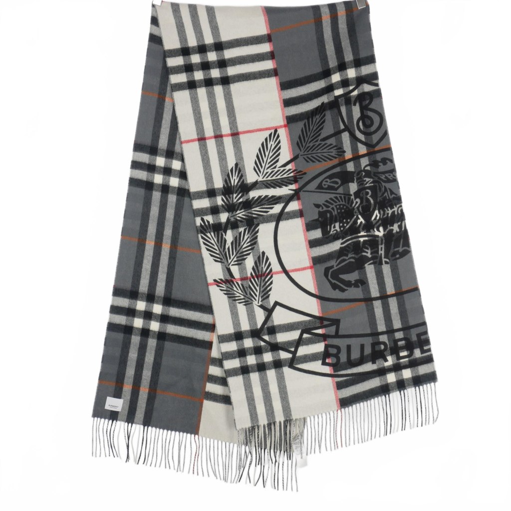 バーバリー BURBERRY チェック カシミヤ マフラー プリント 210×50cm