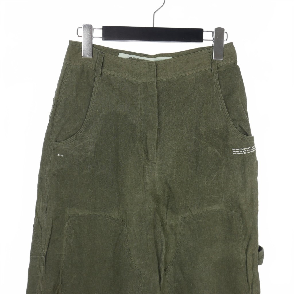 オフホワイト OFF WHITE リネン ミリタリー パンツ カーゴパンツ  