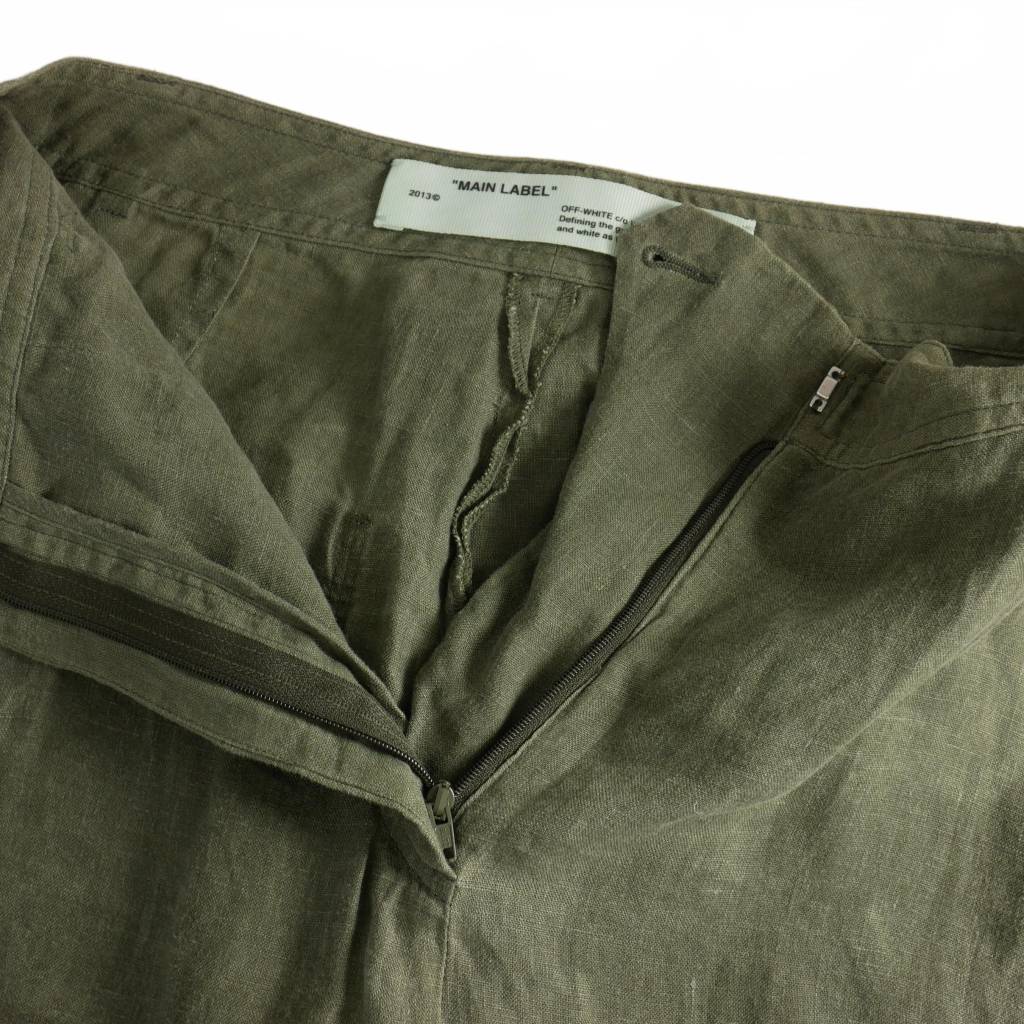 オフホワイト OFF WHITE リネン ミリタリー パンツ カーゴパンツ  