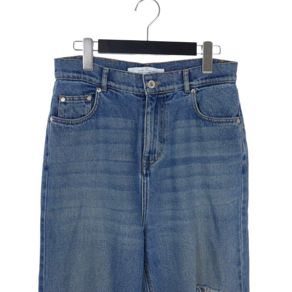 ロク rokh ウォッシュド クラッシュデニム ジーンズ 36 インディゴ  