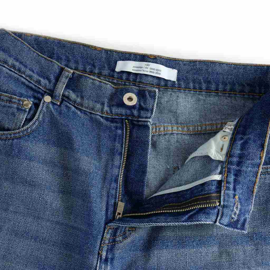 ロク rokh ウォッシュド クラッシュデニム ジーンズ 36 インディゴ  