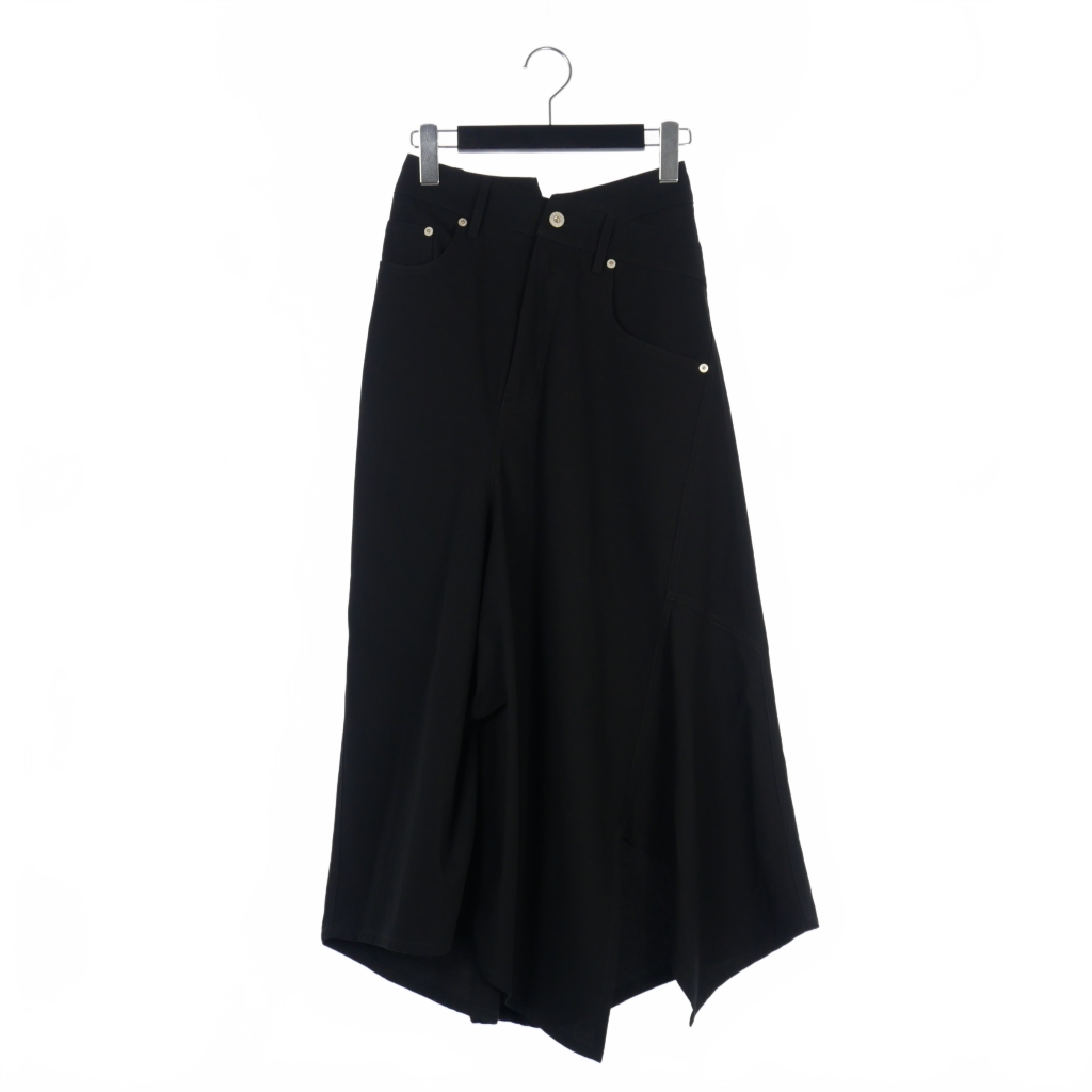 ロエベ LOEWE アシンメトリー ロングスカート 32 黒 ブラック 1727170