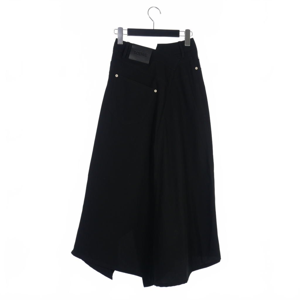 ロエベ LOEWE アシンメトリー ロングスカート 32 黒 ブラック 1727170
