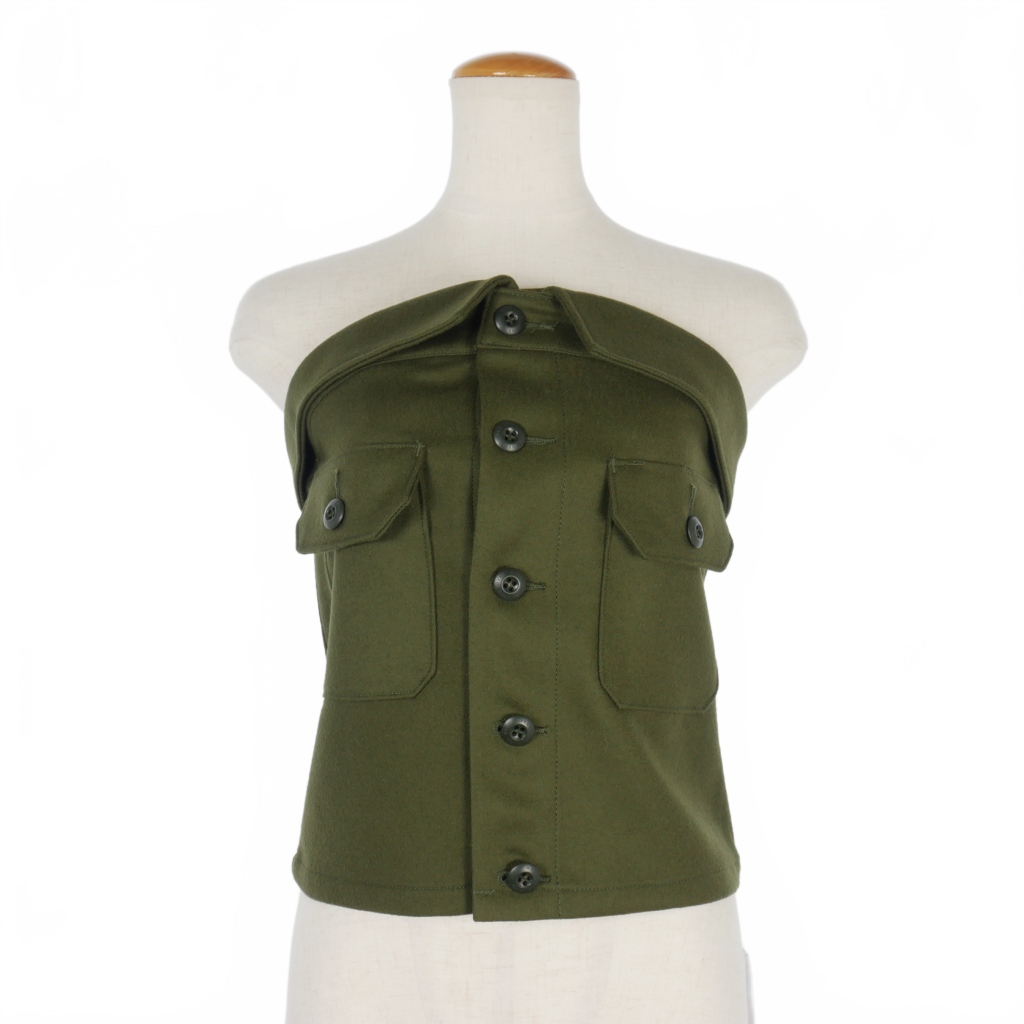 【中古】未使用品 ハイク HYKE 24AW WOOL STRAPLESS TOP ウール ビスチェ M オリーブ 緑 17458-0101 レディース 未使用品 ハイク HYKE 24AW WOOL STRAPLESS TOP ウール ビスチェ M