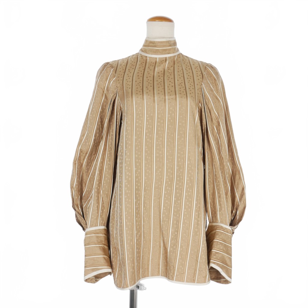 マメクロゴウチ Mame Kurogouchi Floral Stripe Silk Jacquard Shirt 