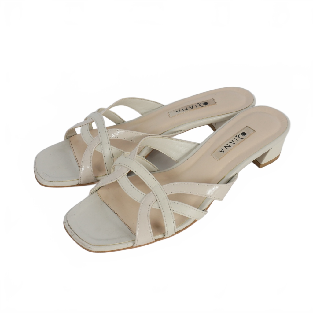 ダイアナ DIANA クロスストラップ サンダル ミュール L 白 ホワイト