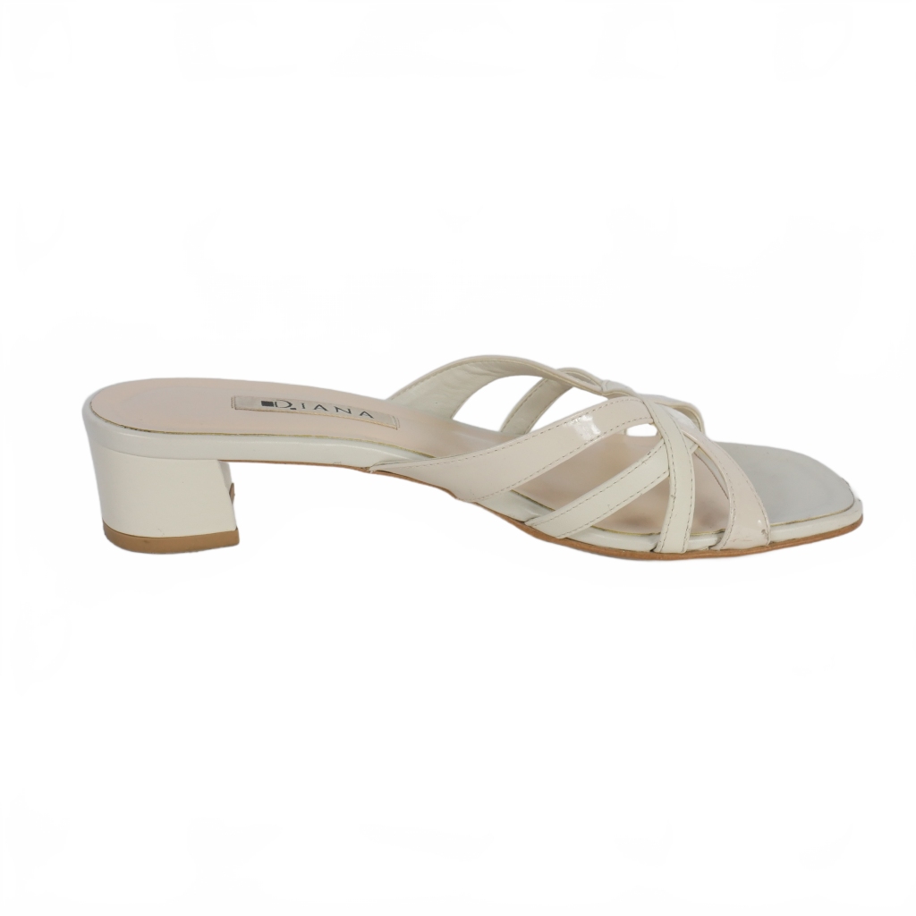 ダイアナ DIANA クロスストラップ サンダル ミュール L 白 ホワイト