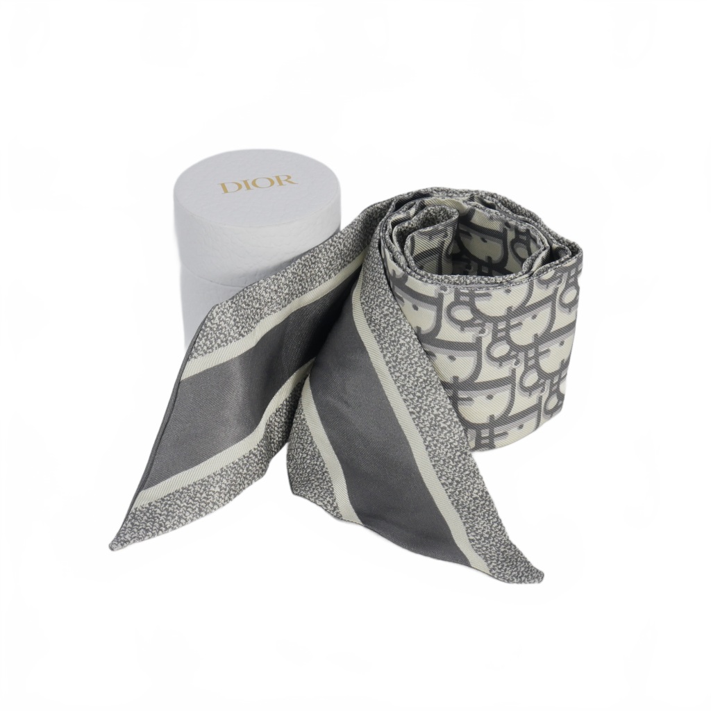 【美品】　DIOR ディオール ミッツァ グレー クリスチャンディオール dior ミッツァ スカーフ グレー CHRISTIAN