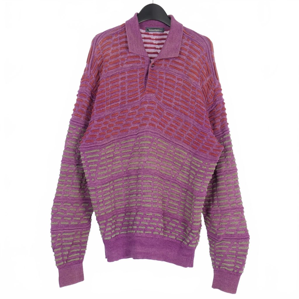 イッセイミヤケメン ISSEY MIYAKE MEN 筆タグ 80s 襟付きニット 