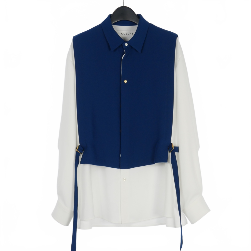 クルニ CULLNI レイヤード ベルトシャツ ブラウス 長袖 1 青 ブルー 21  