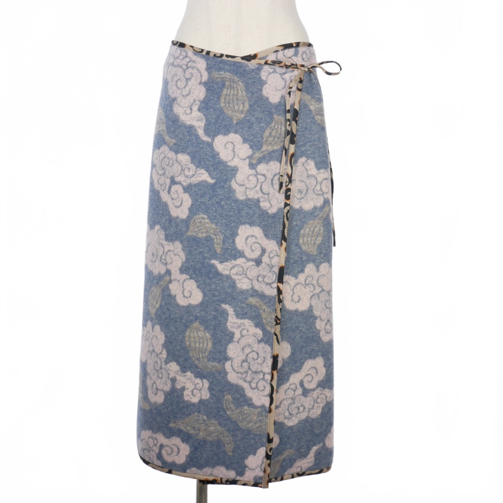 ドリスヴァンノッテン DRIES VAN NOTEN 雲柄 ラップスカート ウール 38