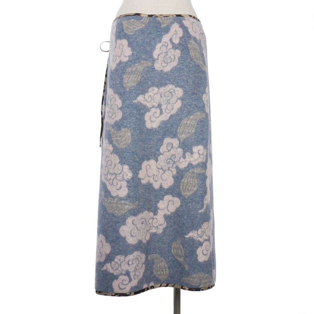 ドリスヴァンノッテン DRIES VAN NOTEN 雲柄 ラップスカート ウール 38