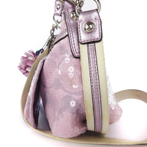 coachピンク スパンコール バック COACH コーチ ポピー 2way 
