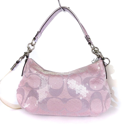 セール♪ COACH ハンドバッグ スパンコール シグネチャー シルバー 美品 COACH ハンドバッグ ワンショルダー シグネチャー