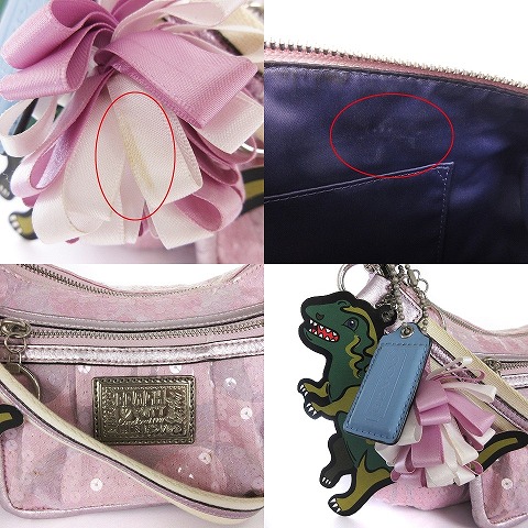 COACH コーチ ポピー 2way ショルダーバッグ スパンコール ピンク コーチ COACH ポピー シグネチャー グルーヴィー ショルダー