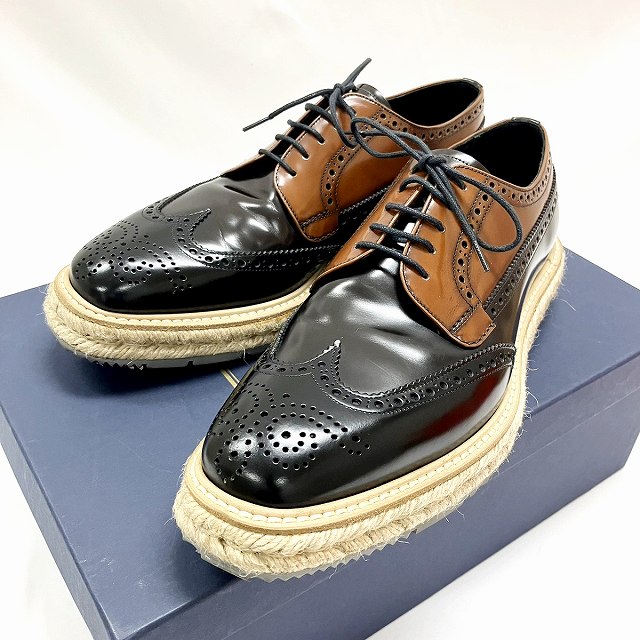 プラダ PRADA ウイングチップ レザー シューズ エスパドリーユ 2EG015 