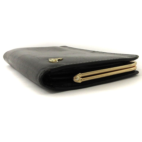 美品 ヴィヴィアンウエストウッド がま口 長財布 レザー ブラック ゴールド ヴィヴィアンウエストウッド Vivienne Westwood 長財布 がま口 オーブ