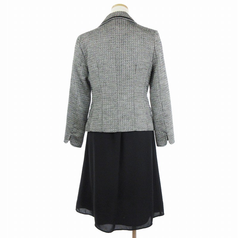 ✨美品✨マックスマーラ 白タグ ツイード スカートスーツ セットアップ L 黒 タグ付新品 MaxMara 春夏にも☆ワンピースセットアップ ツイード