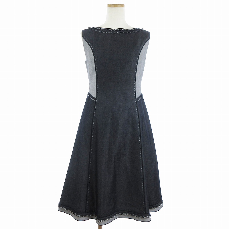 フォクシー FOXEY 美品 Indigo Blade Dress フレア ワンピース ひざ丈 
