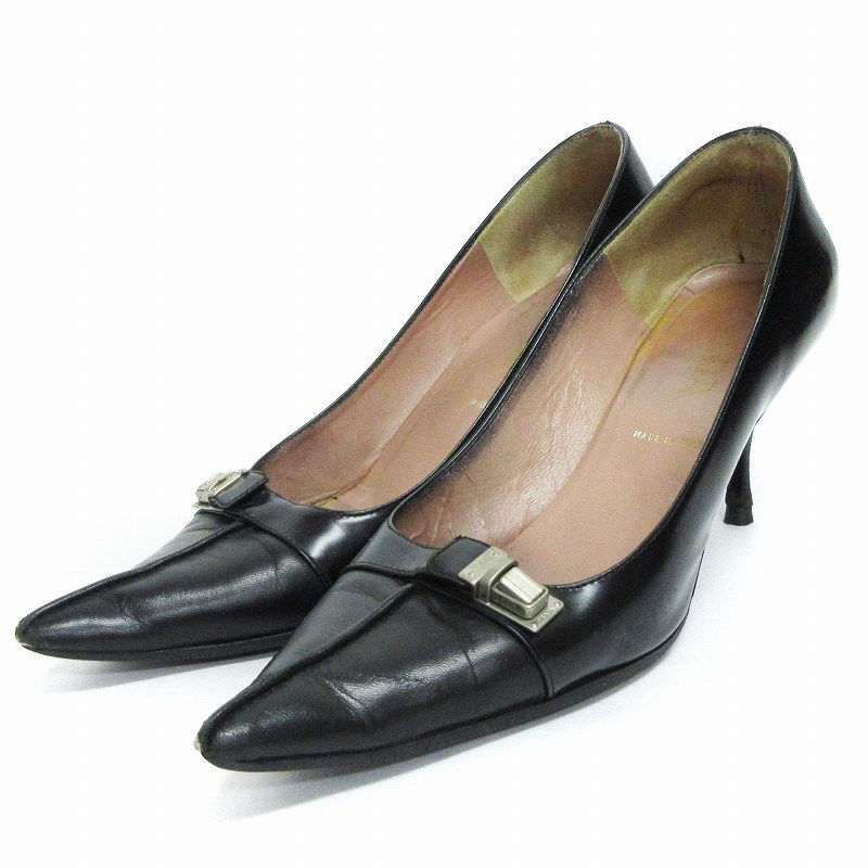 プラダ PRADA ポインテッドトゥ パンプス ピンヒール パテントレザー 