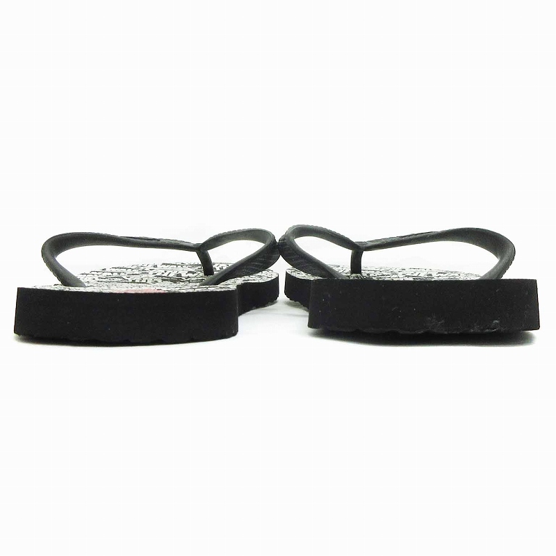 バンズ VANS ビーチサンダル トング ロゴ 総柄 黒 ブラック 7-8 27cm位 メンズ
