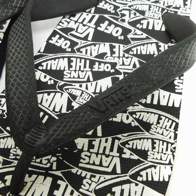 バンズ VANS ビーチサンダル トング ロゴ 総柄 黒 ブラック 7-8 27cm位 メンズ