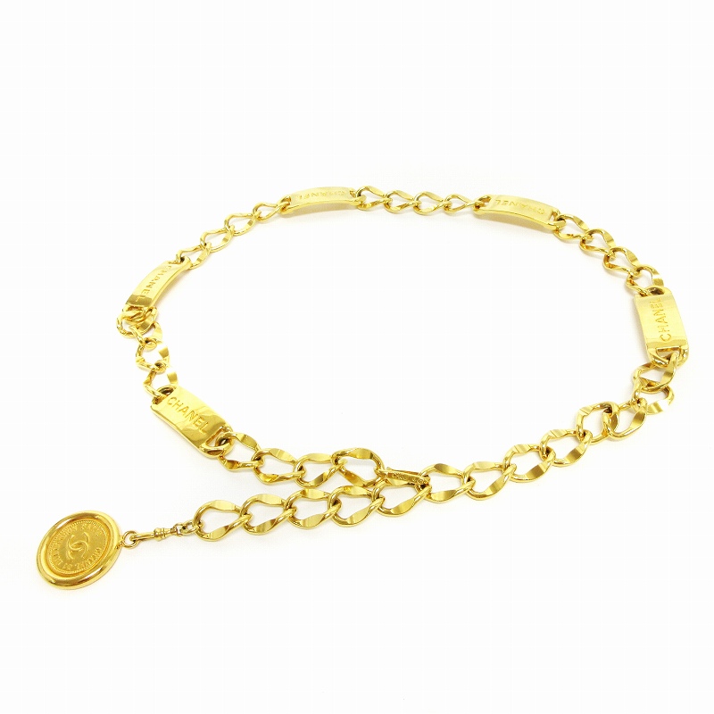 シャネル CHANEL ヴィンテージ チェーンベルト ロゴプレート ココ