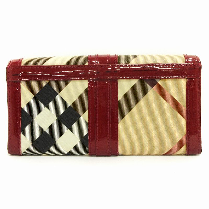 Burberry 長財布 ベージュ/ブラック/レッド バーバリー BURBERRY フラップ 長財布 ノバチェック 国内