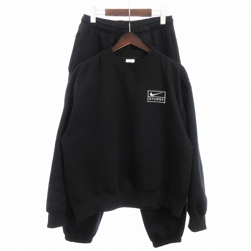 stussy×Nikeのスウェットセットアップ黒 ナイキ✖️ストゥーシースウェットセットアップ