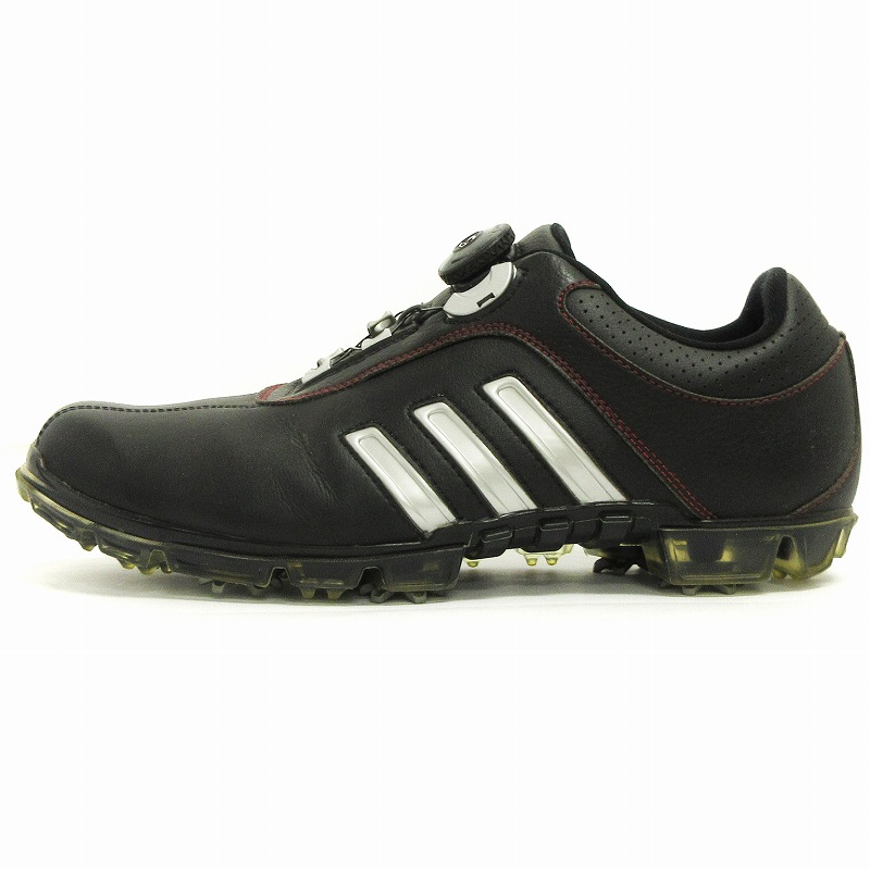「adidas　ピュアメタル　ボア」 ホワイト×ブラック　靴紐ダイヤル式　ゴルフ アディダス adidas ゴルフシューズ ピュアメタル BOA Q44639 黒