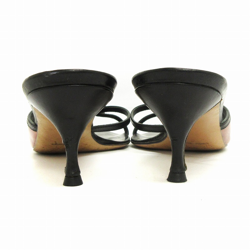 プラダ PRADA フラワーモチーフ サンダル ミュール レザー ピンク 黒