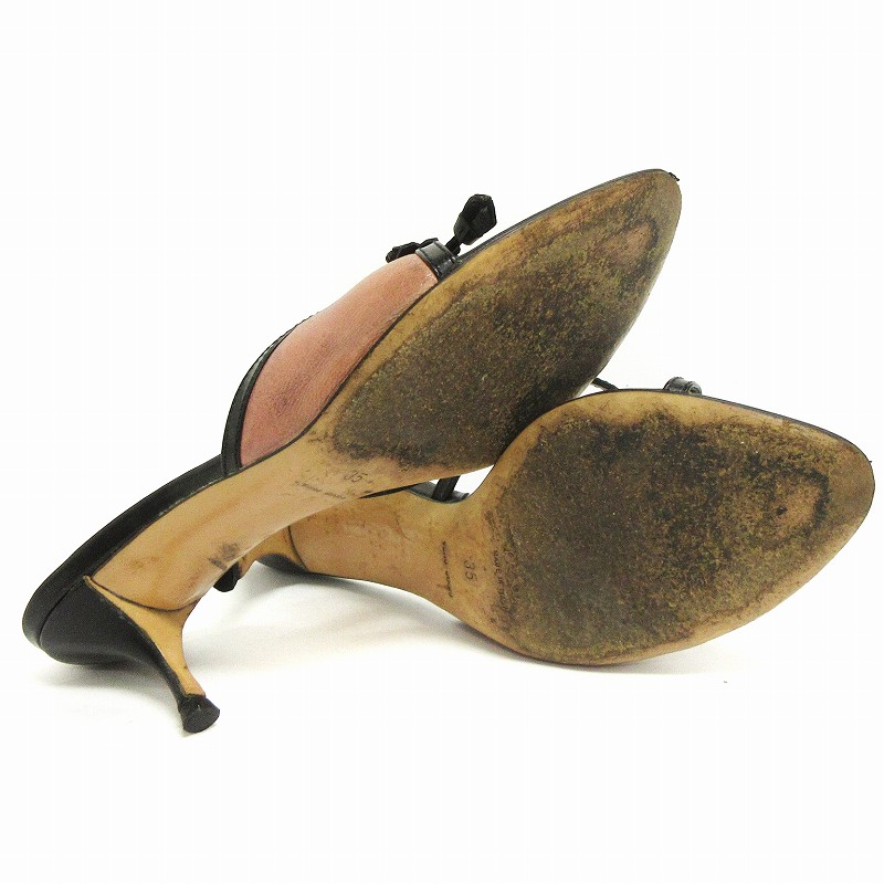 プラダ PRADA フラワーモチーフ サンダル ミュール レザー