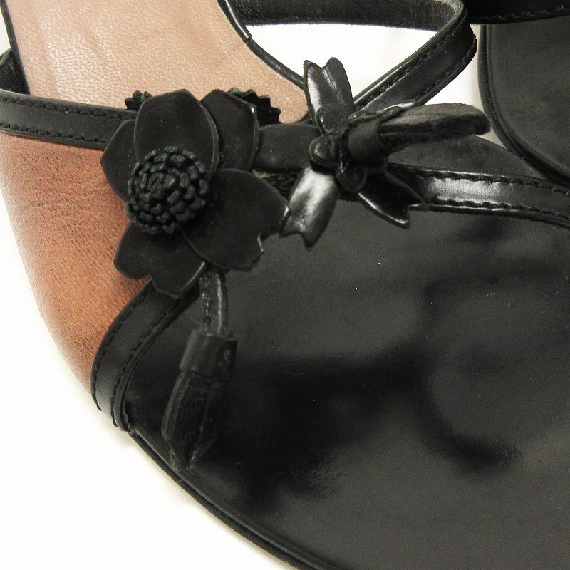 プラダ PRADA フラワーモチーフ サンダル ミュール レザー