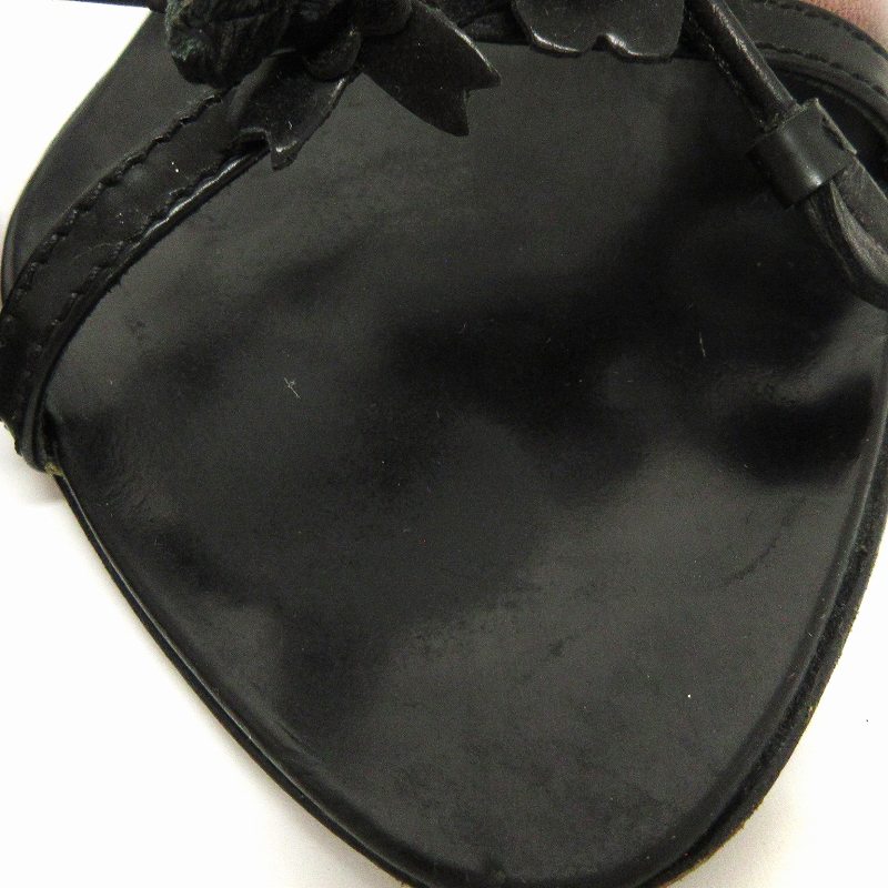 プラダ PRADA フラワーモチーフ サンダル ミュール レザー ピンク 黒