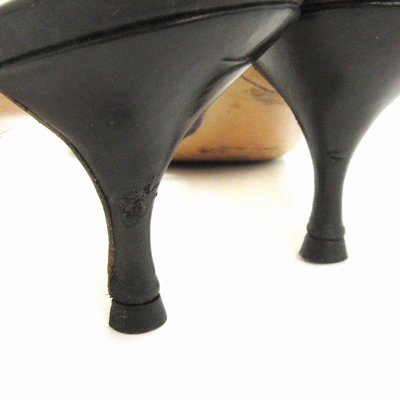 プラダ PRADA フラワーモチーフ サンダル ミュール レザー ピンク 黒