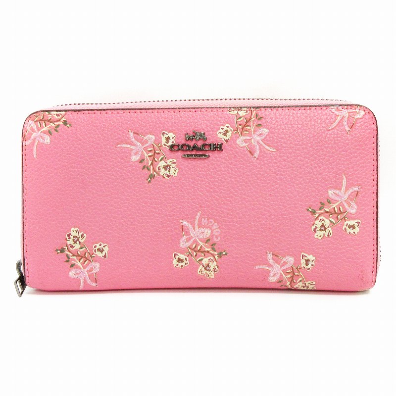 コーチ COACH ラウンドファスナー 長財布 フローラル ボウ 花柄 28444 