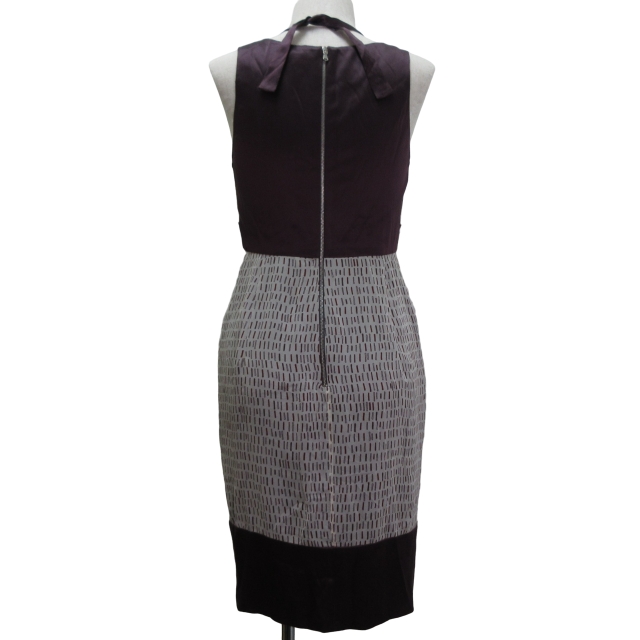 ポールカ PAULE KA ワンピース 膝丈 シルク エンジ系 36 Sサイズ相当  