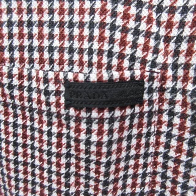 プラダ PRADA ポロシャツ 半袖 千鳥格子 UJN075 13SS レッド系 Lサイズ