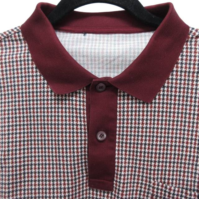 プラダ PRADA ポロシャツ 半袖 千鳥格子 UJN075 13SS レッド系 Lサイズ