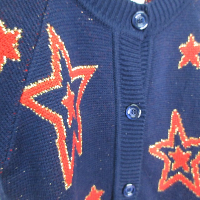 グッチ GUCCI カーディガン 長袖 星柄 ロゴ ラメ ネイビー レッド 6