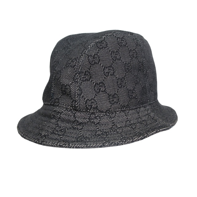 GUCCI GGキャンバス バケットハット ブラック XLサイズ メンズ 帽子