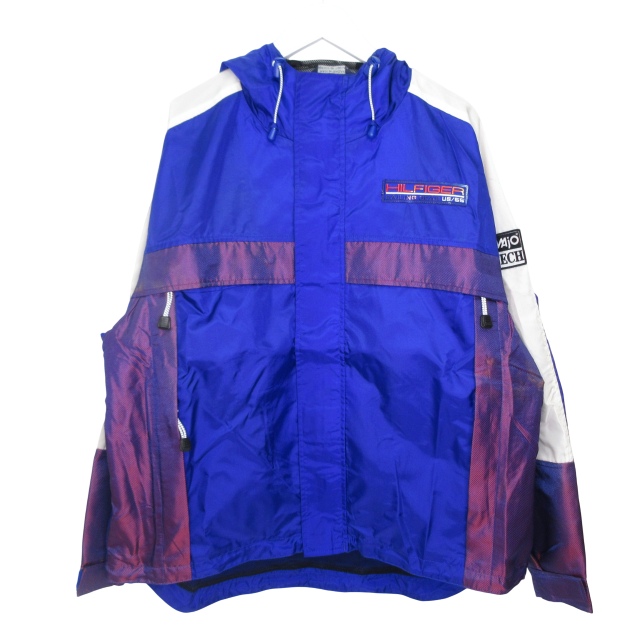 90s Majestic Expos フルジップ ナイロンジャケット 青 赤 M トミーヒルフィガー TOMMY HILFIGER 90s SAILING GEAR ナイロン