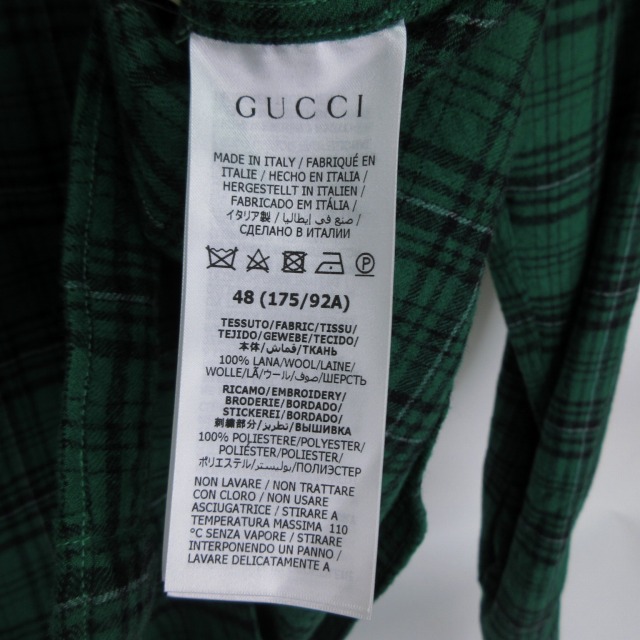 グッチ GUCCI 美品 672701 22ss ロッキングホース刺繍 チェックシャツ  