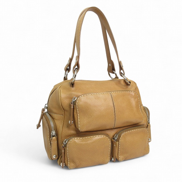 良品✨TOD'S トートバッグ ハンドバッグ マルチポケット レザー ブラウン Woman ブラウン トッズ レザー バッグ マイクロ