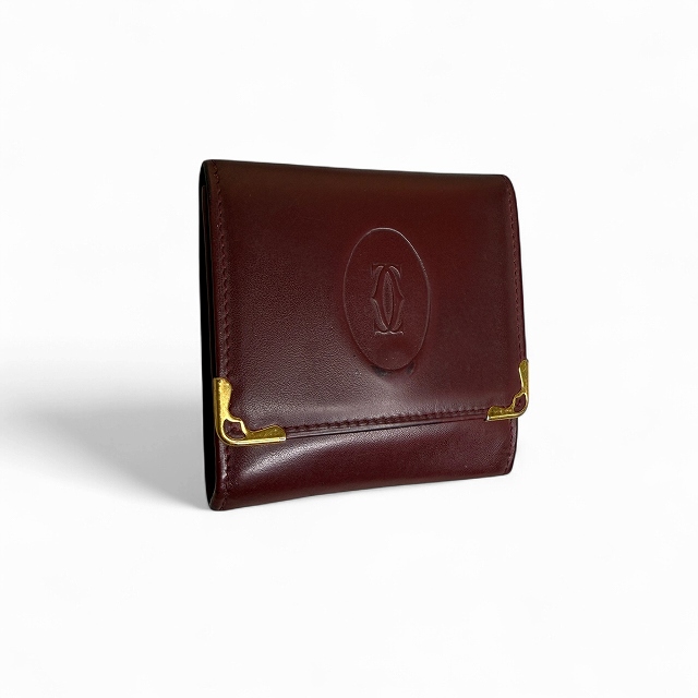 Cartier カルティエ 財布 コインケース マストライン ボルドー ゴールド 新品同様 CARTIER カルティエ コインケース マストライン